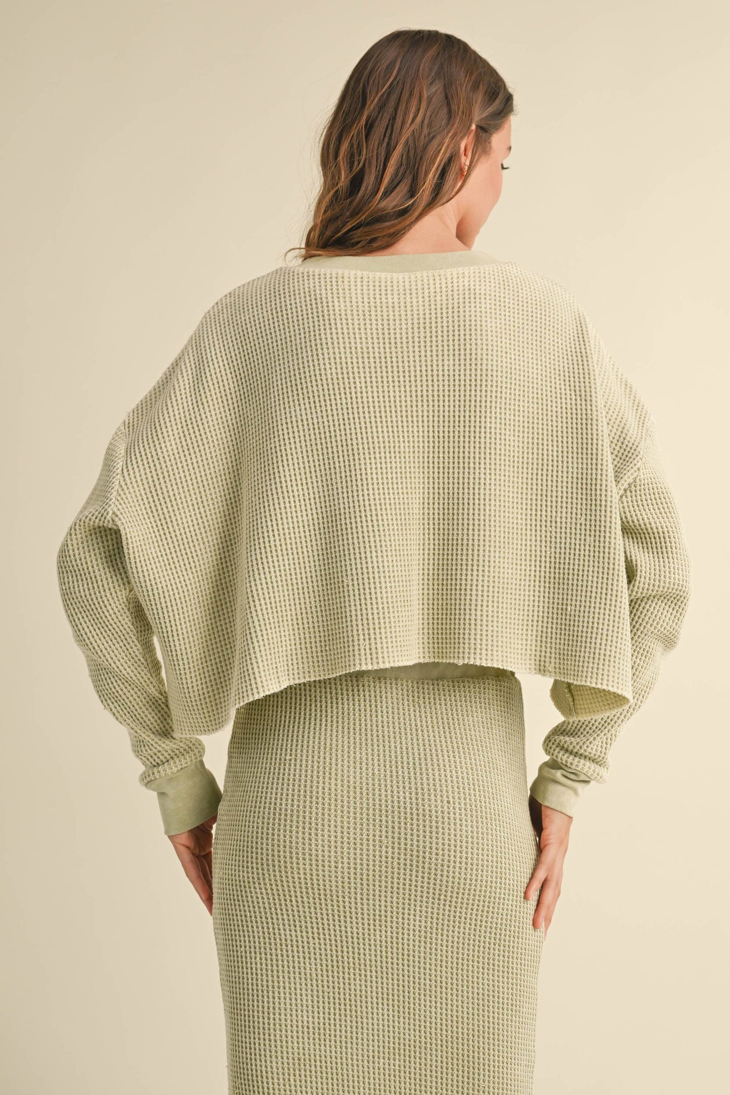 WASHED RIB KNITTED LONG SLEEVE TOP